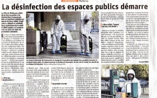 Journal l'Alsace désinfection du mobilier urbain de la ville de Mulhouse Covid-19